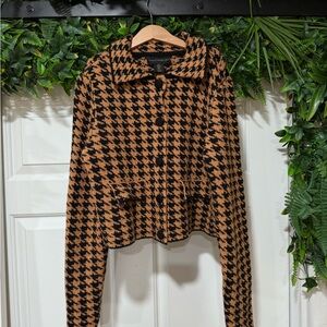House of Harlow 1960 Black and Tan Houndstooth Blazer